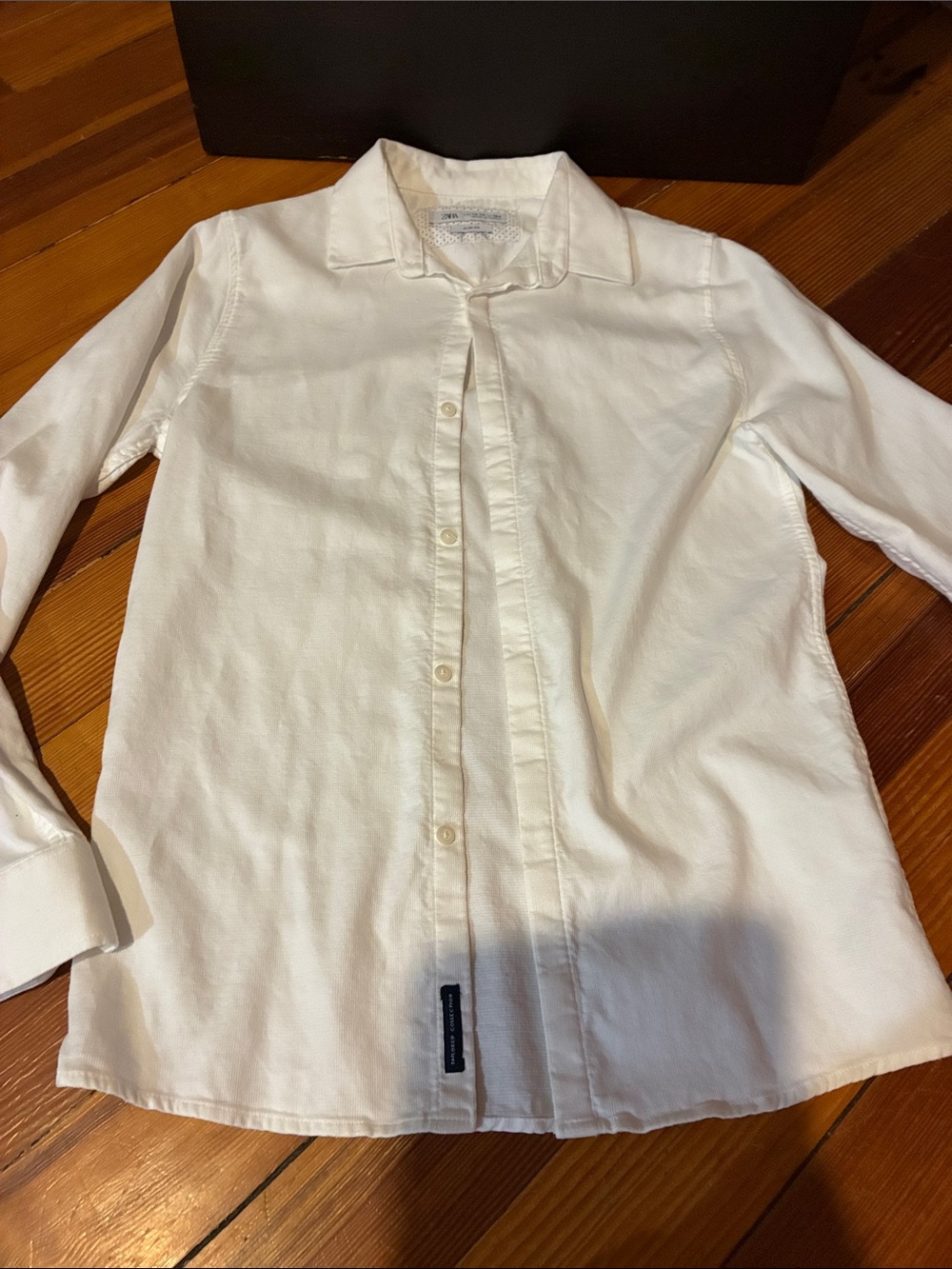 Zara Kid Cream Button-Down Long Sleeve Shirt